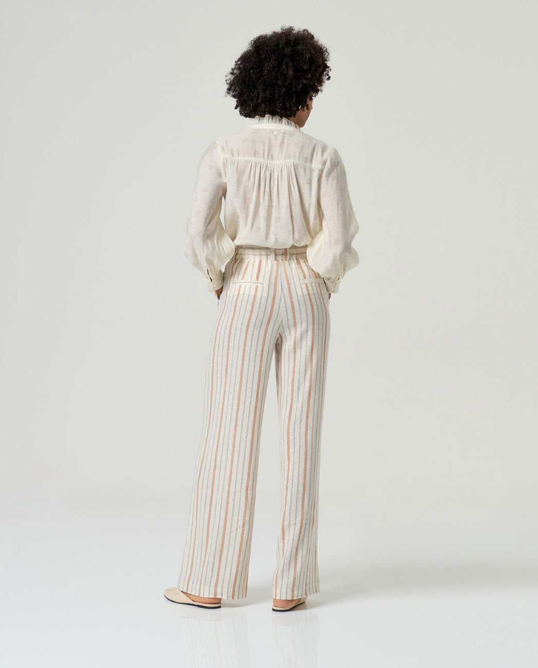 PANTALONE MISTO LINO A RIGHE