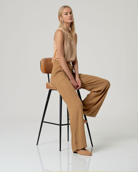 PANTALONE DRITTO IN CREPE DI VISCOSA ECOVERO